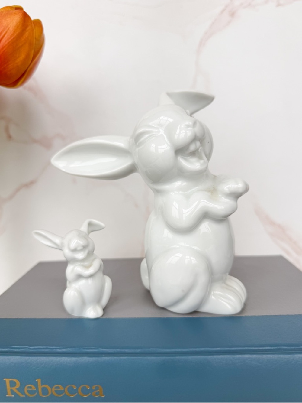 Vintage Mid-Century Rosenthal Porcelain Laughing Bunnies Max Fritz Design - PAIR